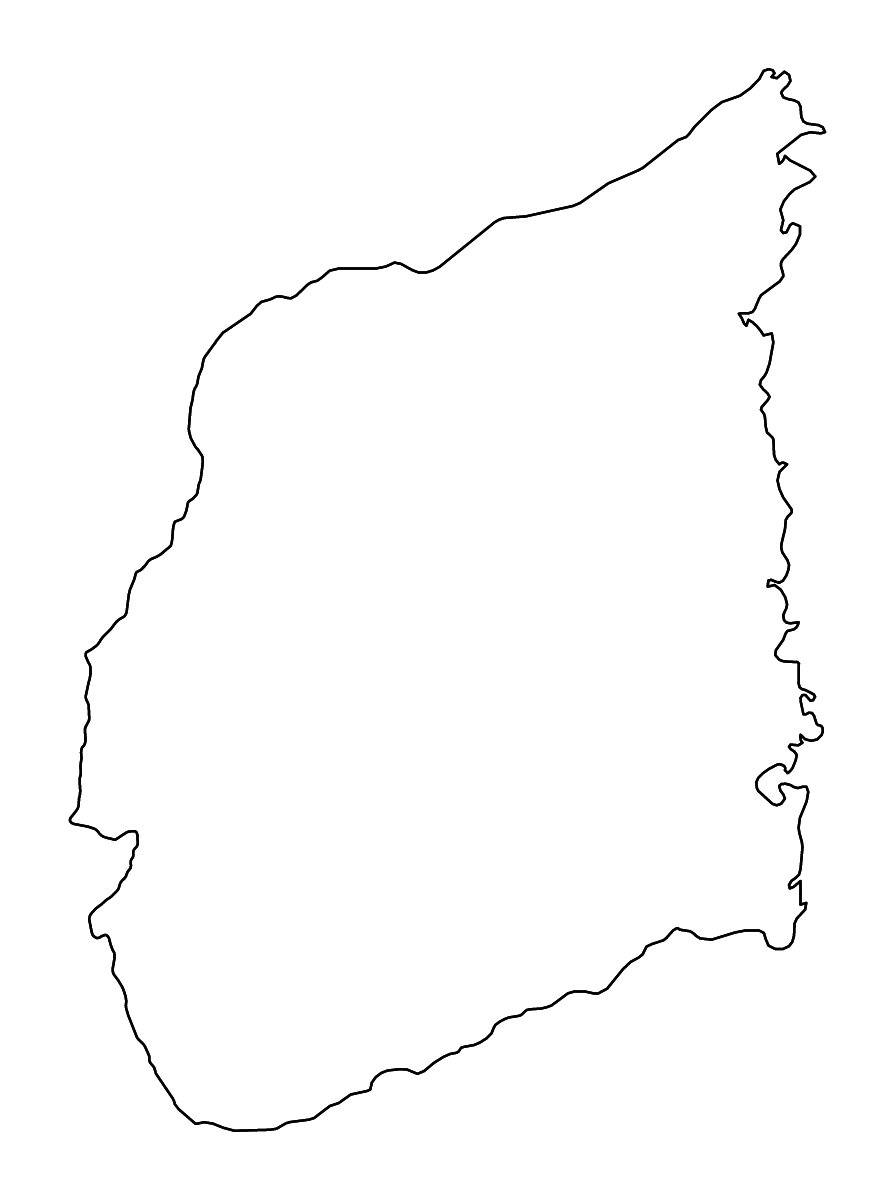 Mapa de contorno de Cabo Delgado, Mozambique con ríos.