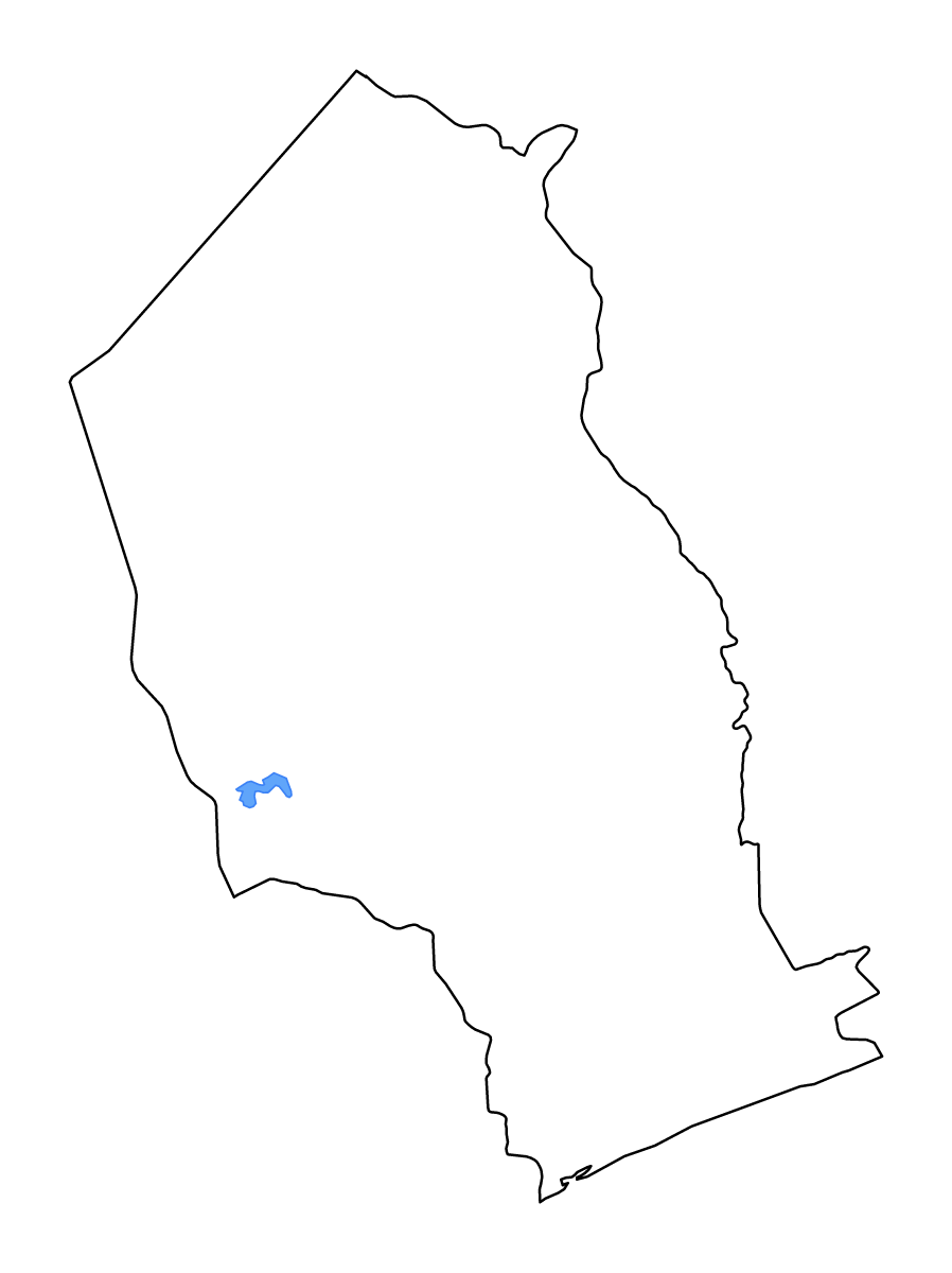 Mapa de contorno de Gaza, Mozambique con lagos y ríos.