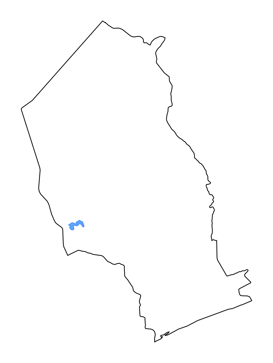 Mapa de contorno de Gaza, Mozambique con lagos y ríos.