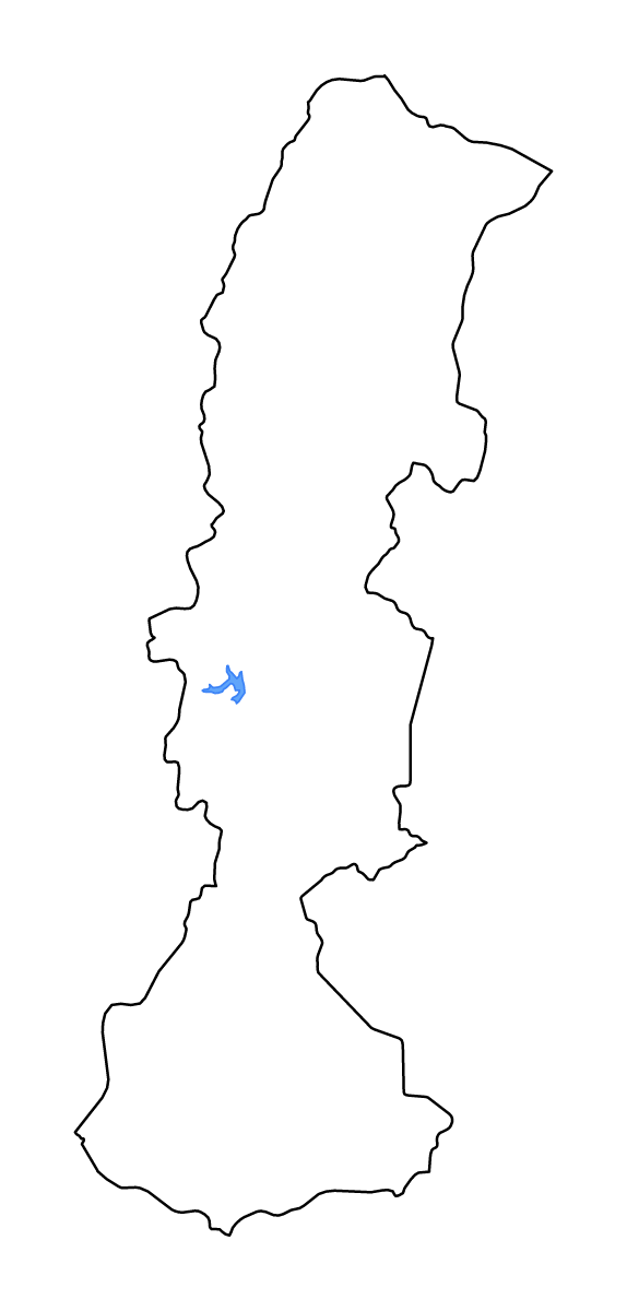 Mapa de contorno de Manica, Mozambique con lagos y ríos.