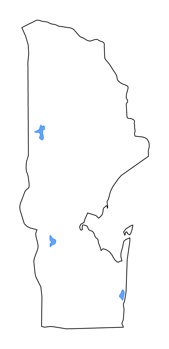 Mapa de contorno de Maputo (provincia 1927), Mozambique con lagos y ríos.