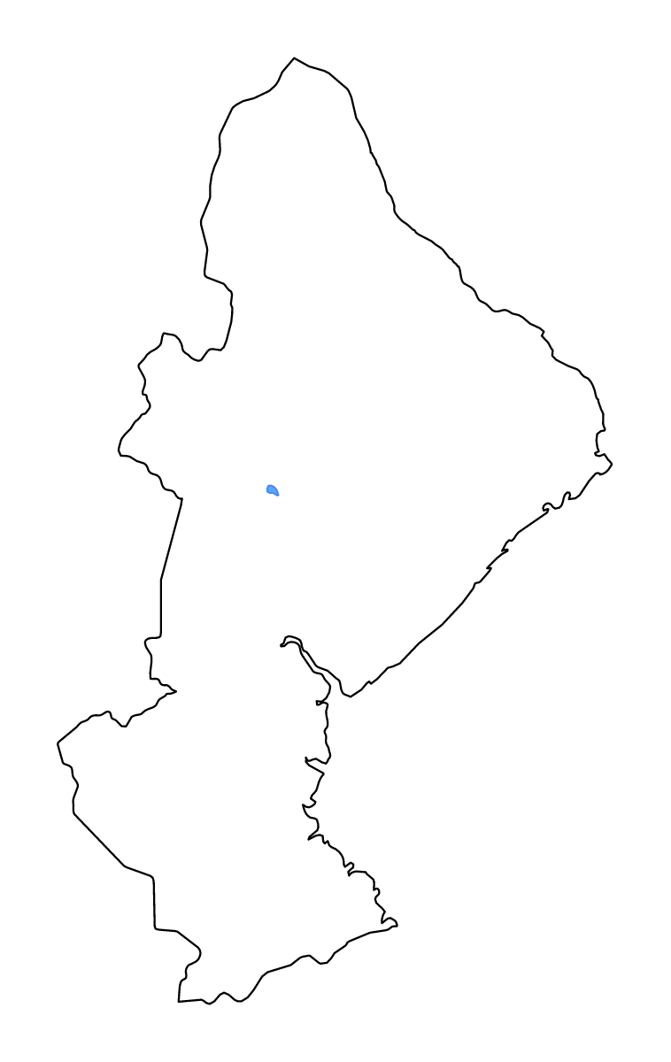 Mapa de contorno de Sofala, Mozambique con lagos y ríos.