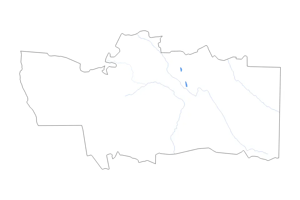 Outline map of Hardap, Namibia with subdivision borders and rivers.