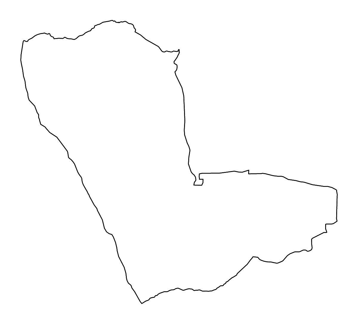 Mapa de contorno de Kunene, Namibia con ríos.