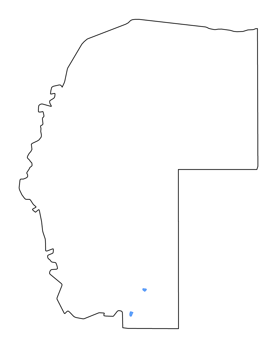 Outline map of Omaheke, Namibia with lakes and rivers.