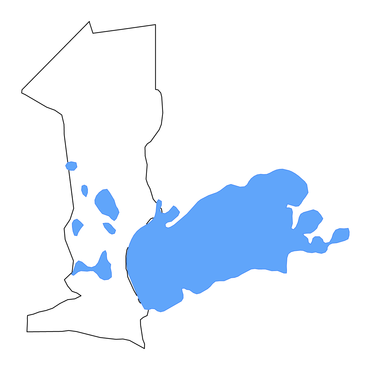 Mapa de contorno de Oshana, Namibia con lagos y ríos.