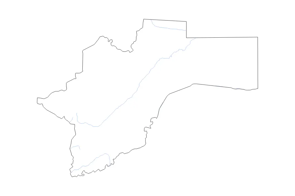Mapa de Otjozondjupa, Namibia de tipo contorno y ríos para África, con contorno y ríos con límites limpios.