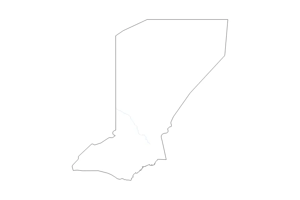 Outline map of Diffa Department, Niger with subdivision borders and rivers.