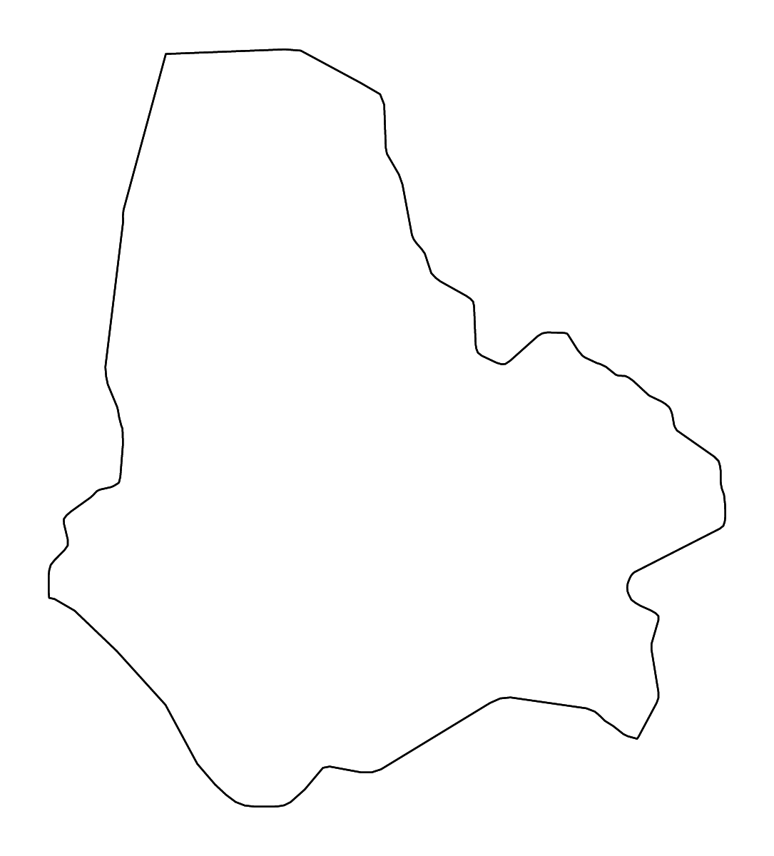 Mapa de contorno de Maradi, Niger con ríos.