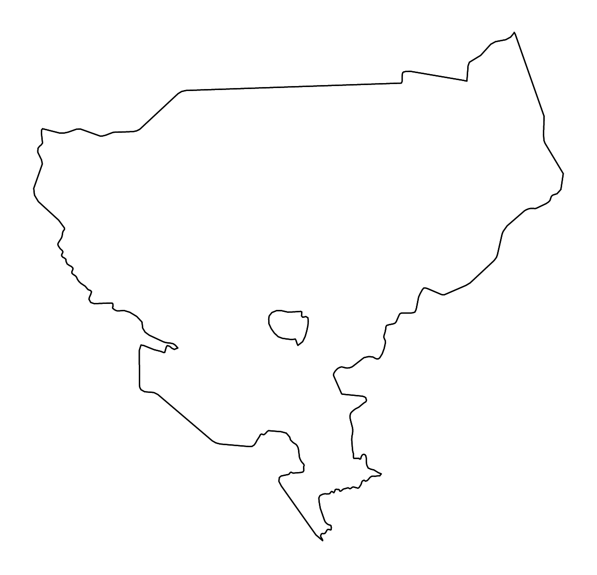 Mapa de contorno de Tillabéri, Niger con ríos.