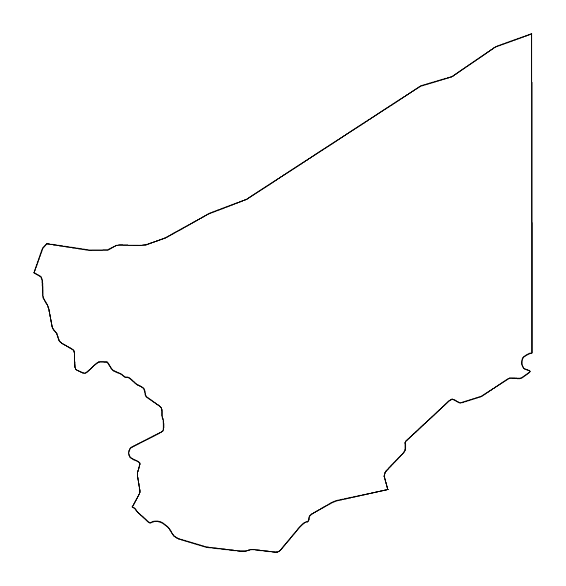 Outline map of Zinder Department, Niger with rivers.