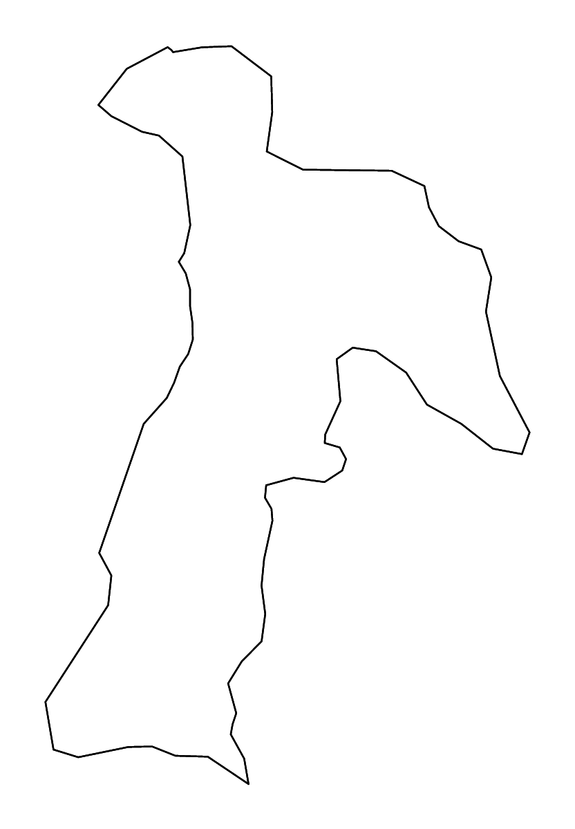 Mapa de contorno de Abia State, Nigeria con ríos.