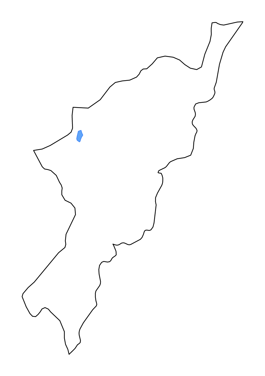 Mapa de contorno de Adamawa State, Nigeria con lagos y ríos.