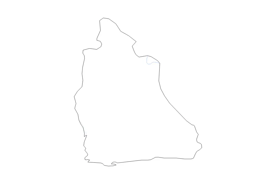 Outline map of Akwa Ibom State, Nigeria with subdivision borders and rivers.
