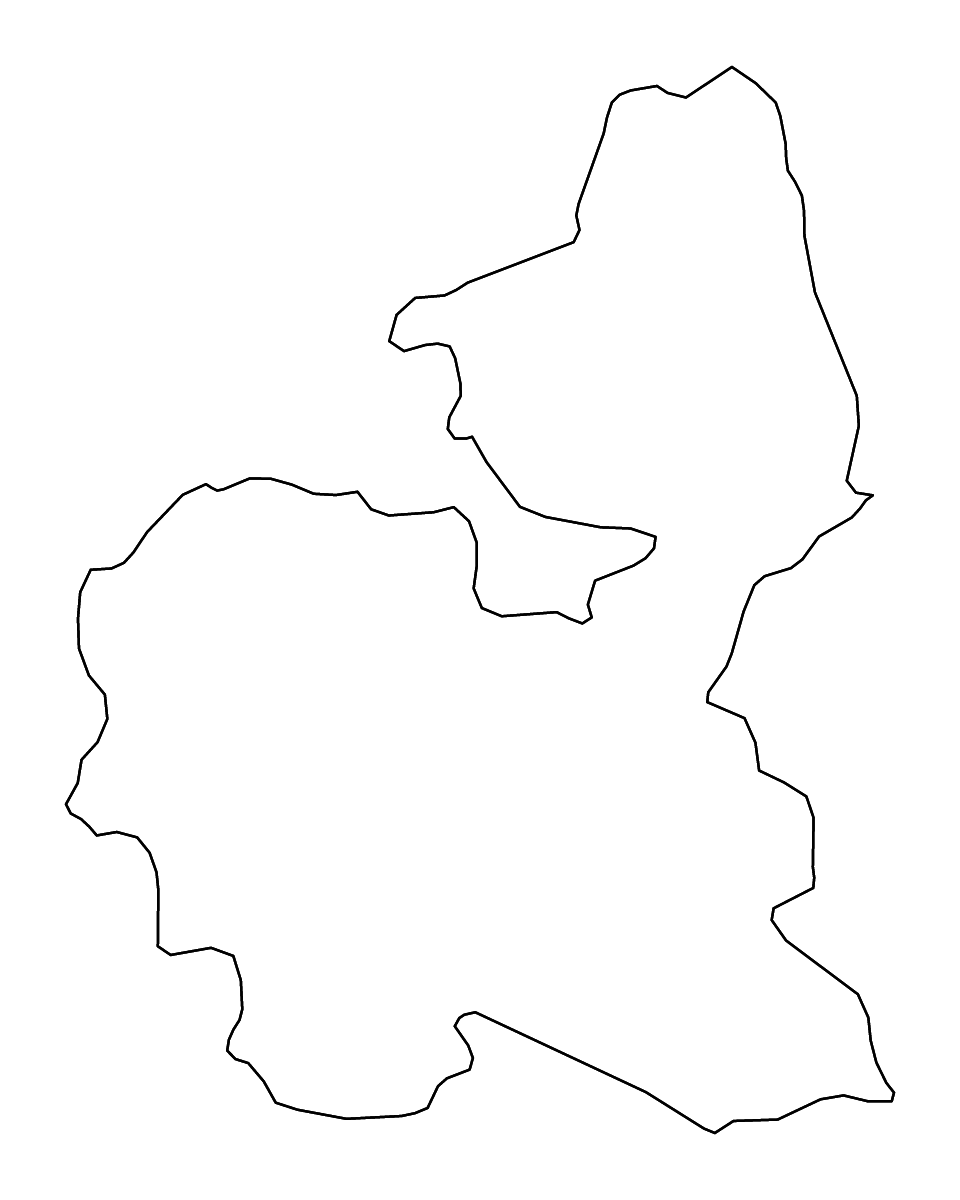 Mapa de contorno de Bauchi State, Nigeria con ríos.