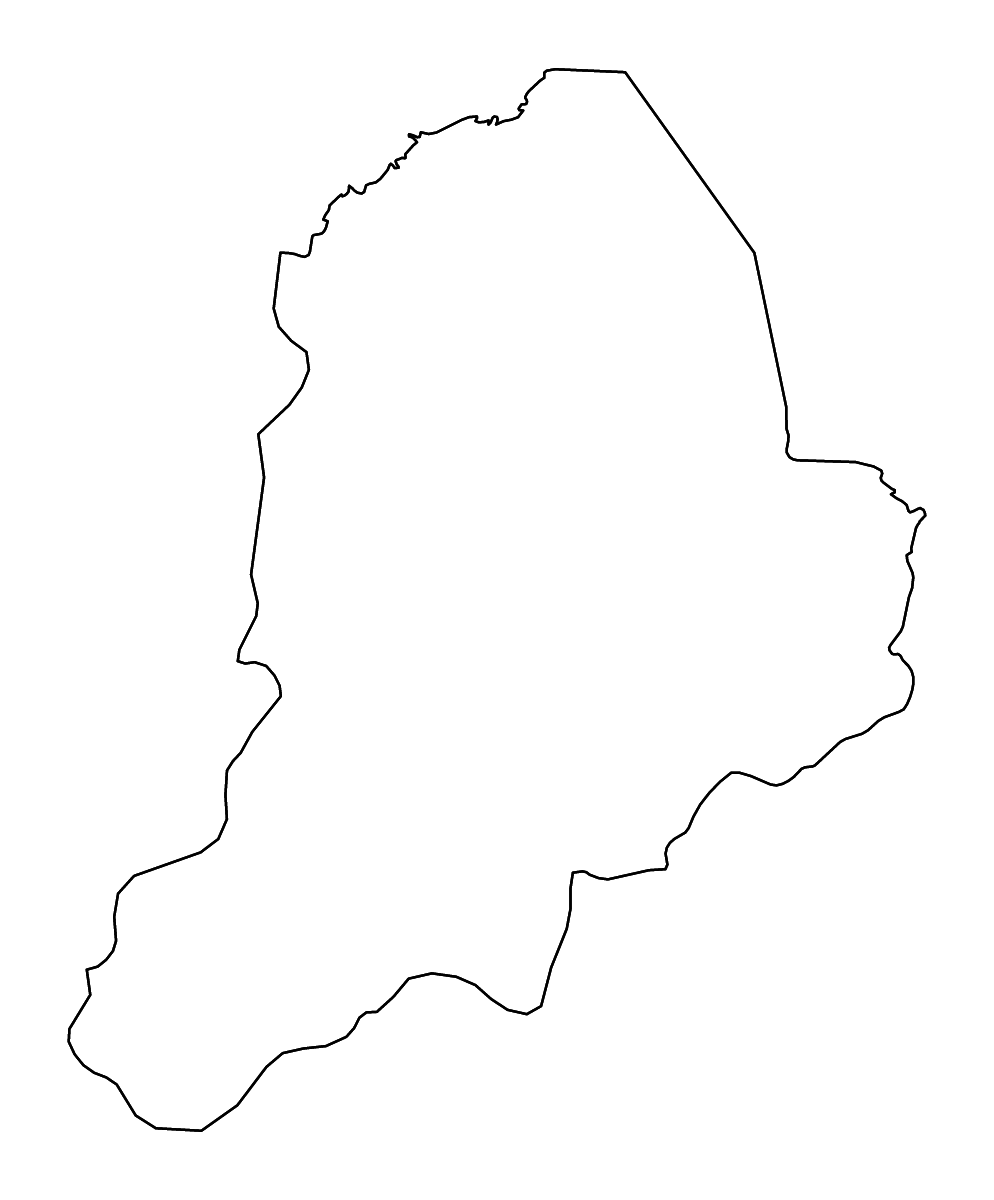 Mapa de contorno de Borno State, Nigeria con ríos.