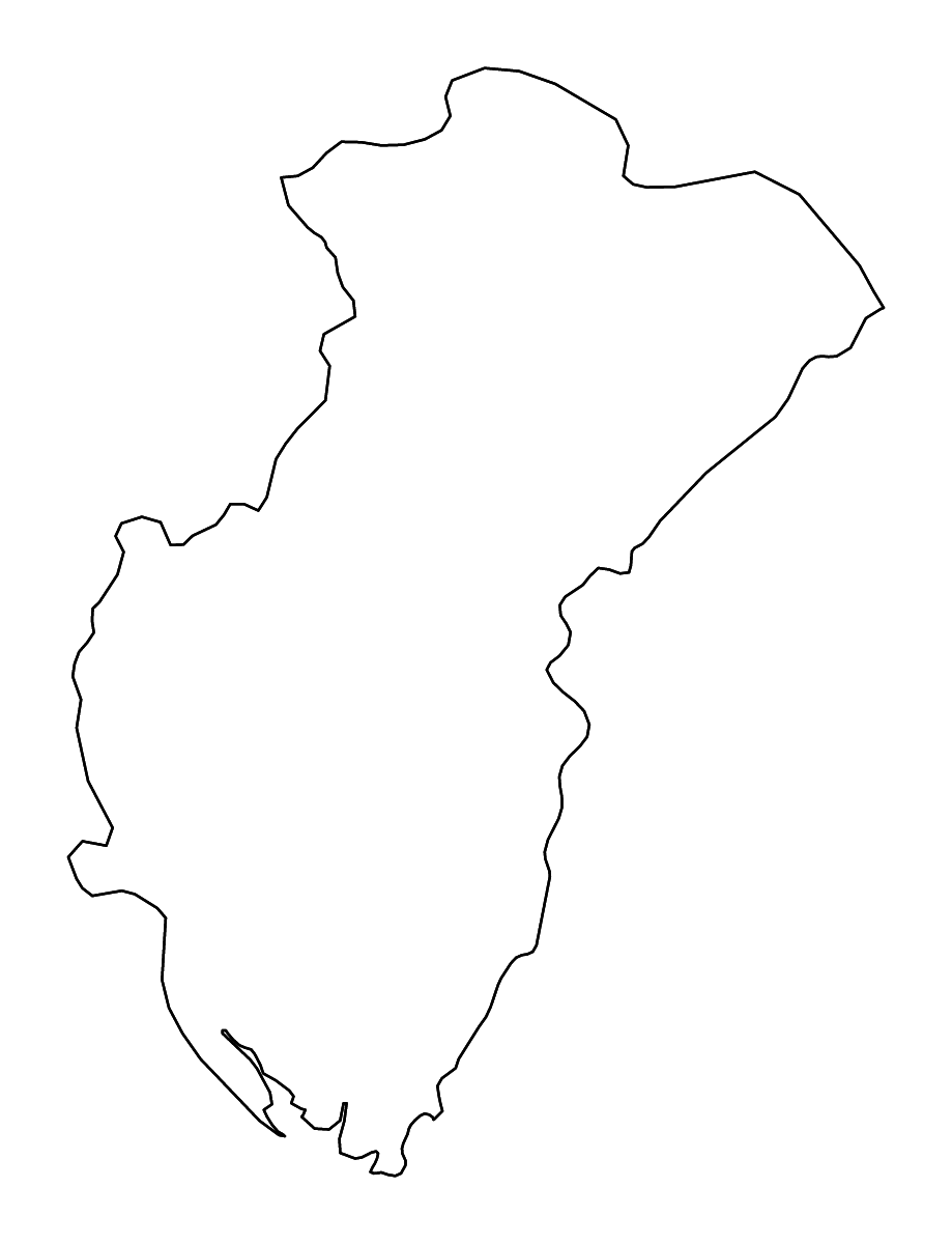 Mapa de contorno de Cross River State, Nigeria con ríos.
