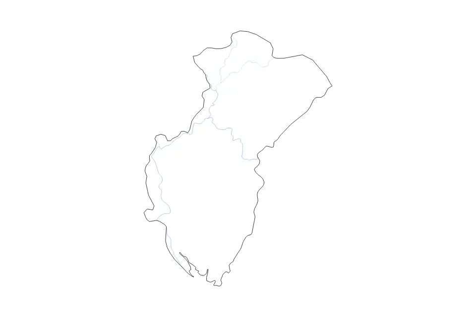 Outline map of Cross River State, Nigeria with subdivision borders and rivers.