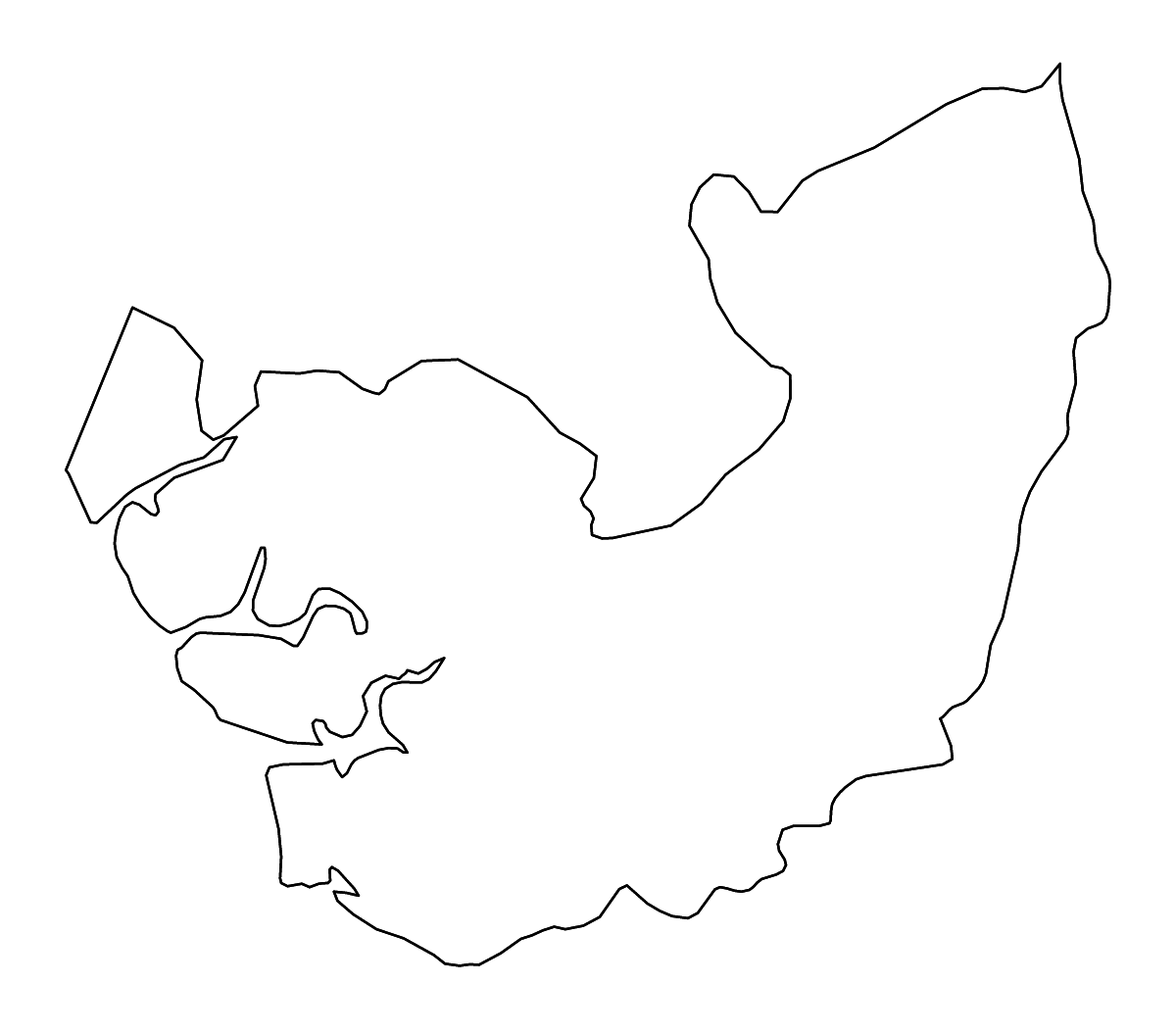 Mapa de contorno de Delta State, Nigeria con ríos.