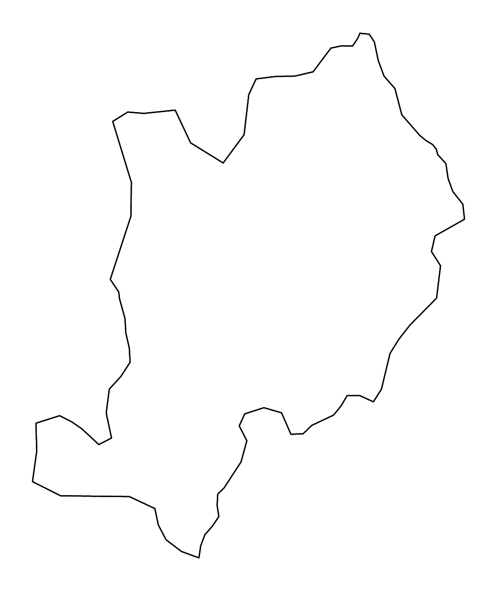 Mapa de contorno de Ebonyi State, Nigeria con ríos.