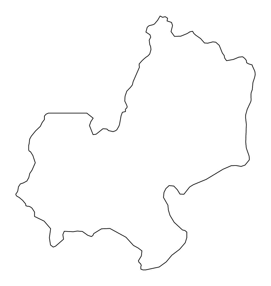 Outline map of Edo State, Nigeria with rivers.