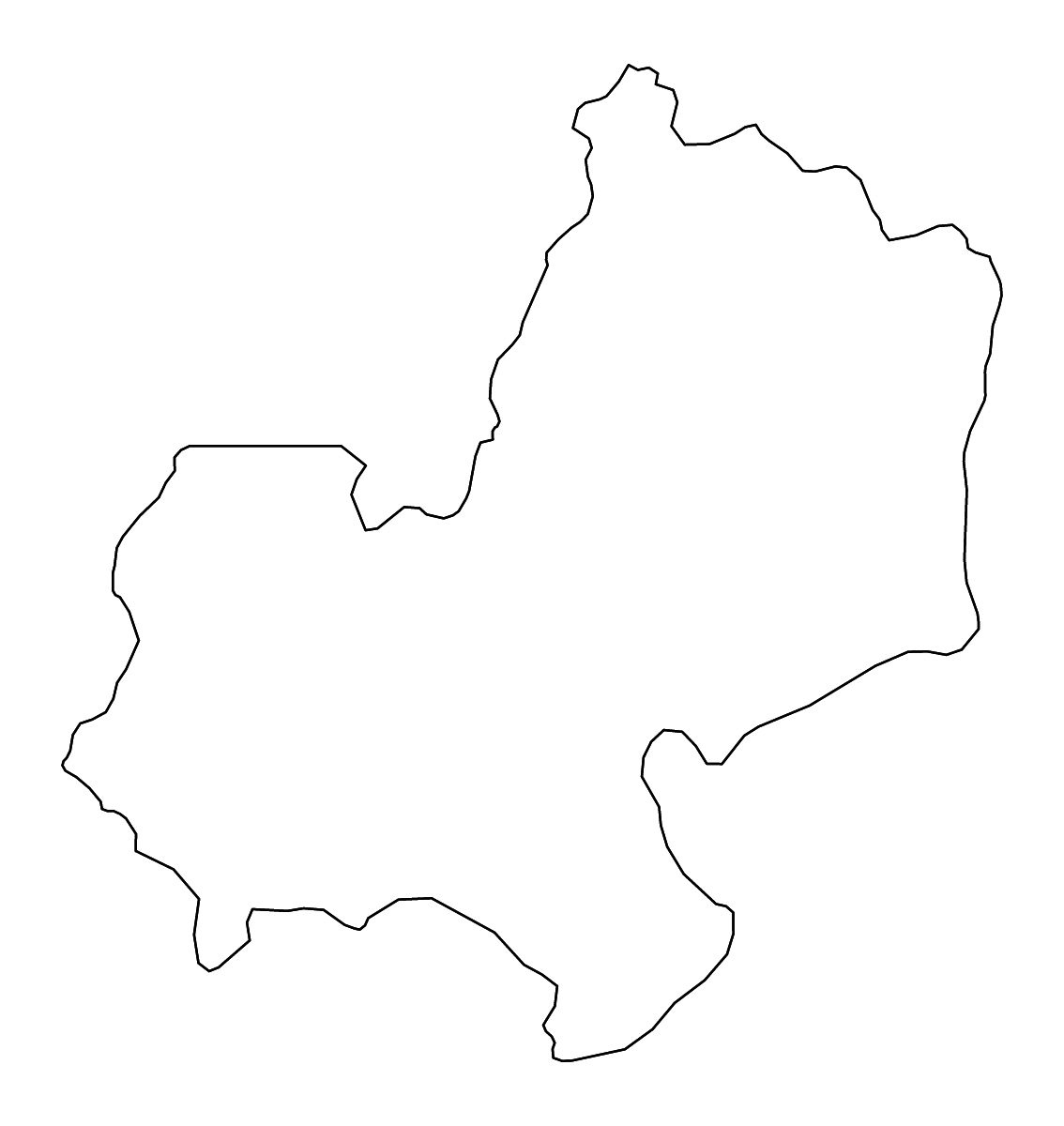 Mapa de contorno de Edo State, Nigeria con ríos.