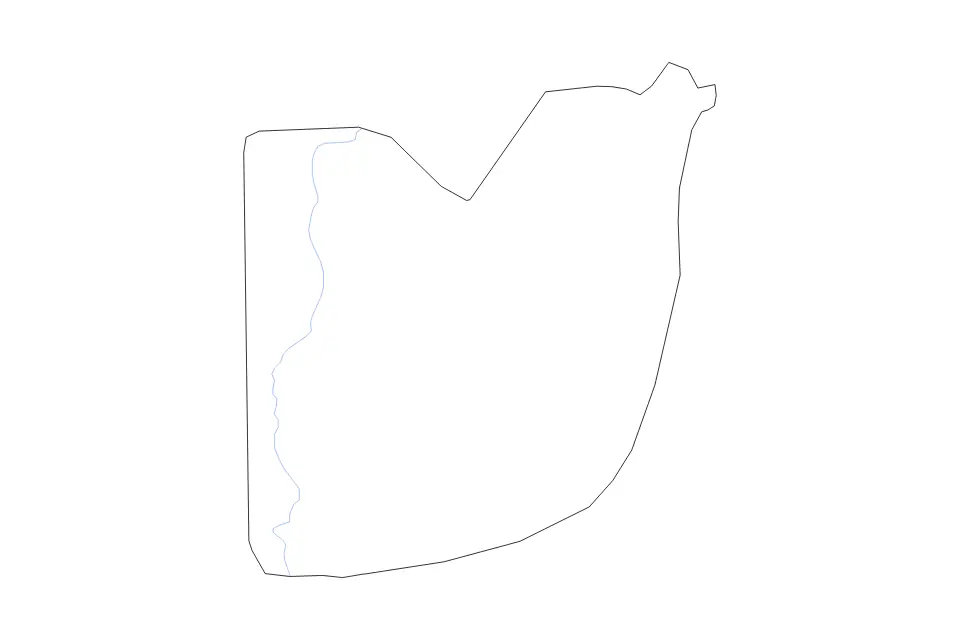 Mapa de Federal Capital Territory, Nigeria de tipo contorno, subdivisiones y ríos para África, con contorno, subdivisiones y ríos con límites limpios.