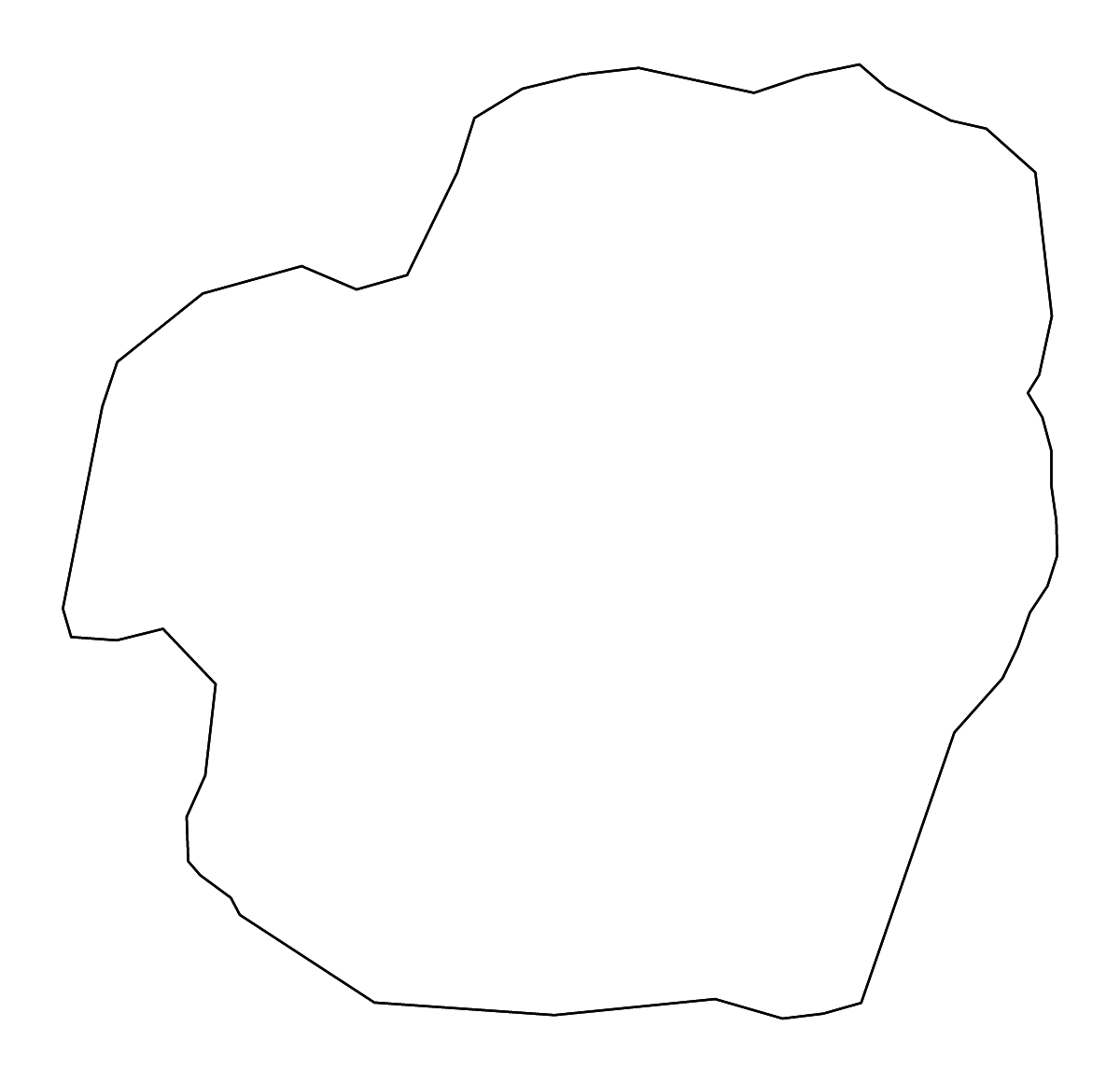 Mapa de contorno de Imo State, Nigeria con ríos.