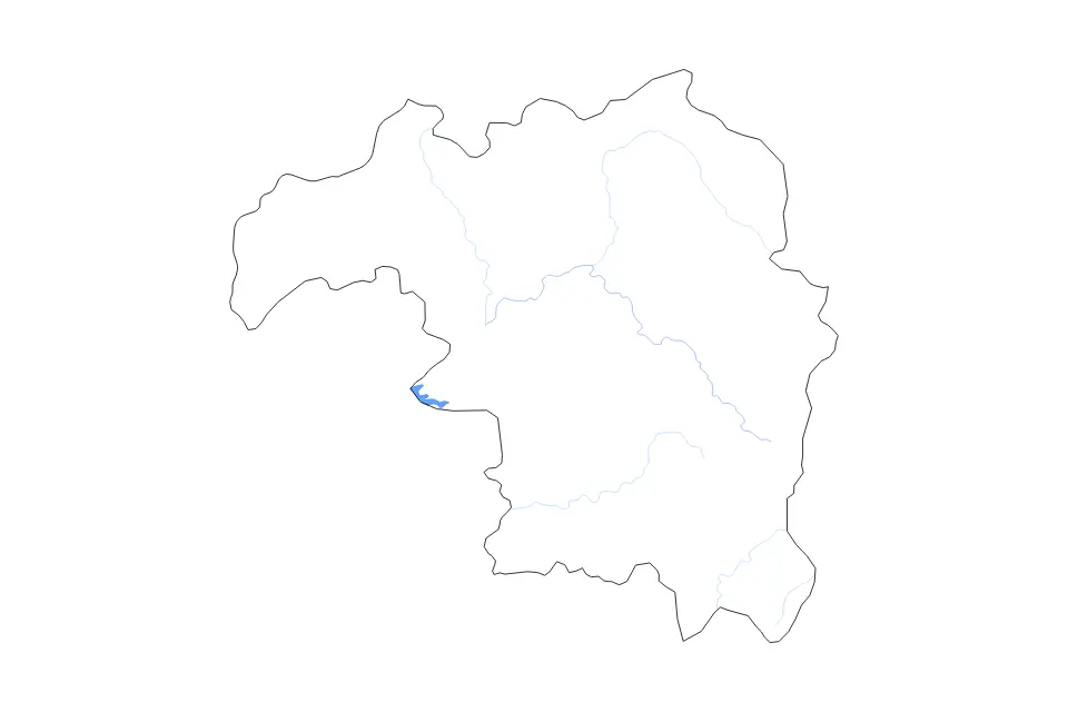 Outline map of Kaduna State, Nigeria with subdivision borders and major lakes and rivers.