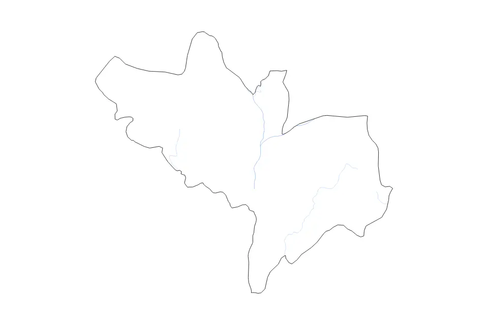 Outline map of Kogi State, Nigeria with subdivision borders and rivers.