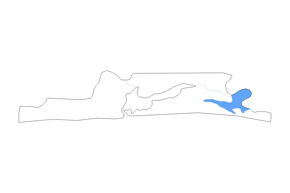 Outline map of Lagos, Nigeria with subdivision borders and major lakes and rivers.