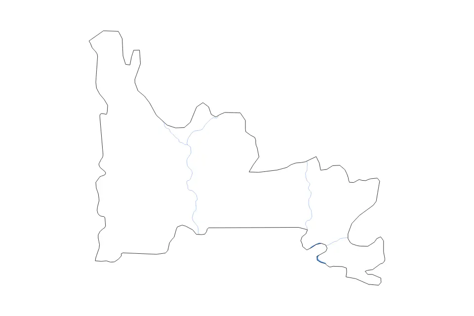 Outline map of Ogun State, Nigeria with subdivision borders and major lakes and rivers.