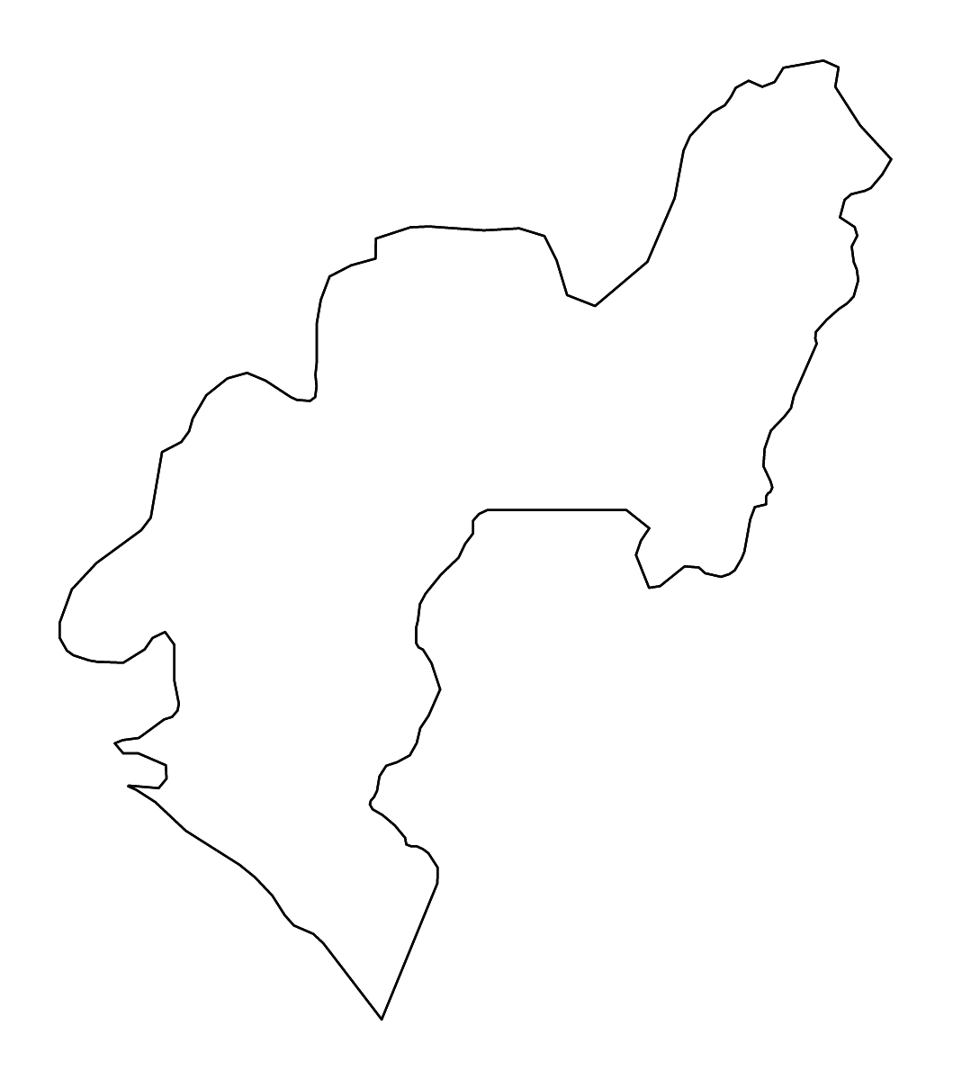 Mapa de contorno de Ondo State, Nigeria con ríos.