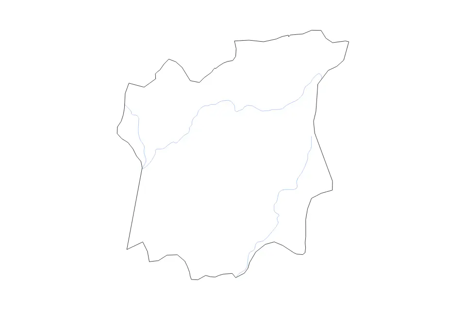 Mapa de Osun State, Nigeria de tipo contorno, subdivisiones y ríos para África, con contorno, subdivisiones y ríos con límites limpios.