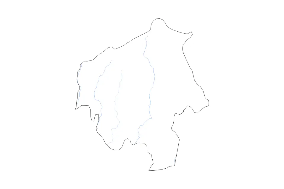 Outline map of Oyo State, Nigeria with subdivision borders and rivers.