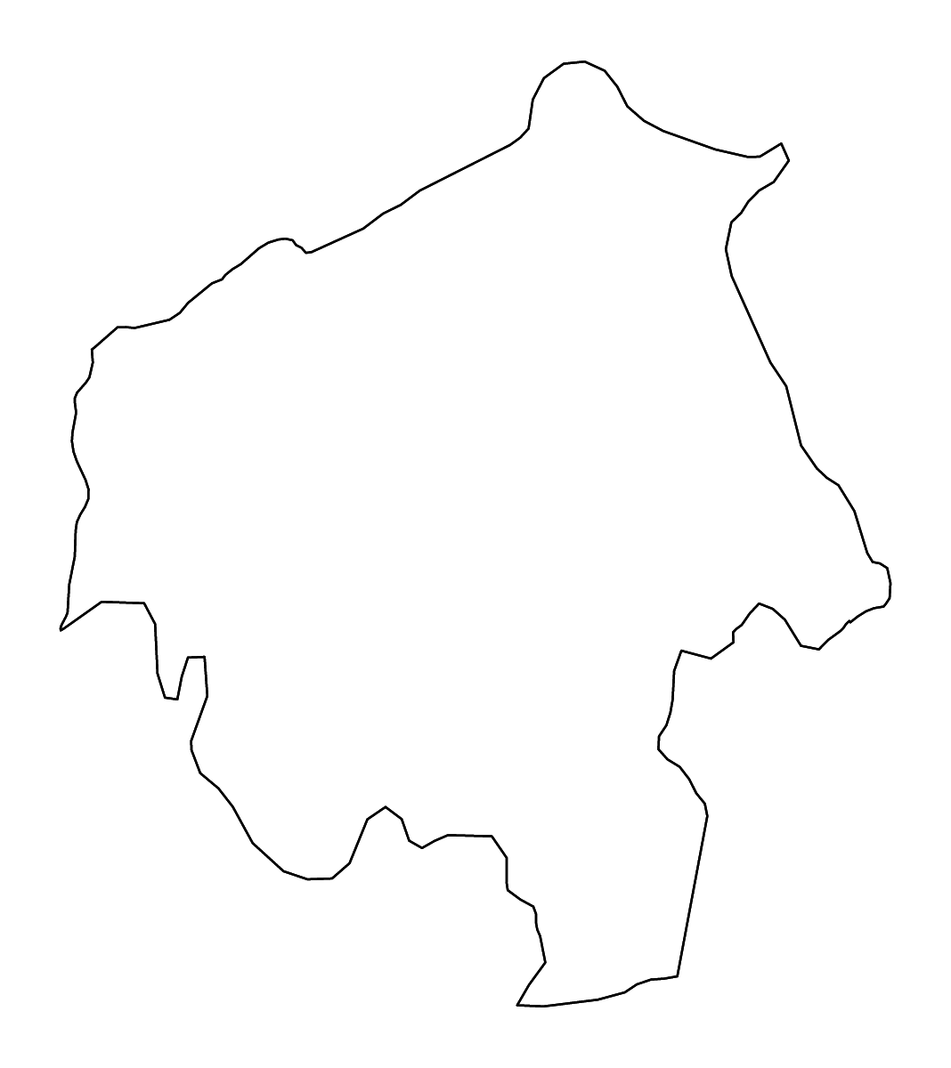 Mapa de contorno de Oyo State, Nigeria con ríos.