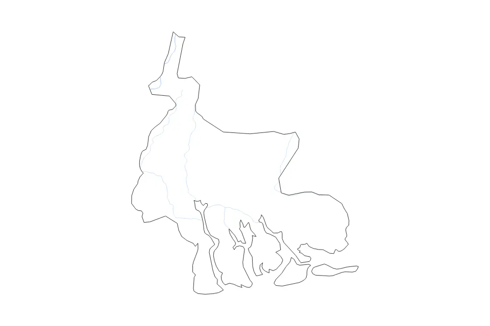 Mapa de Rivers State, Nigeria de tipo contorno, subdivisiones y ríos para África, con contorno, subdivisiones y ríos con límites limpios.