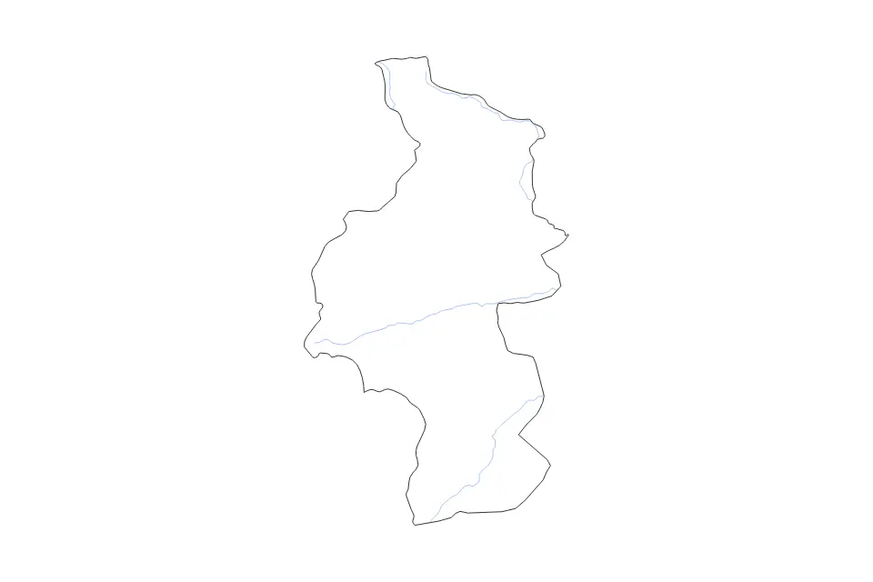 Outline map of Cuvette-Ouest, Republic Of The Congo with subdivision borders and rivers.