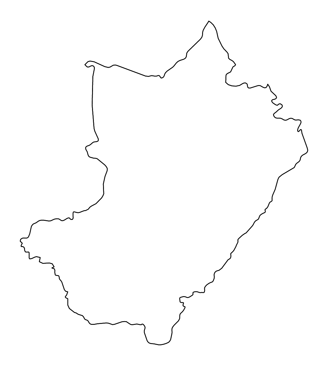 Mapa de contorno de Lékoumou, Republic of the Congo con ríos.