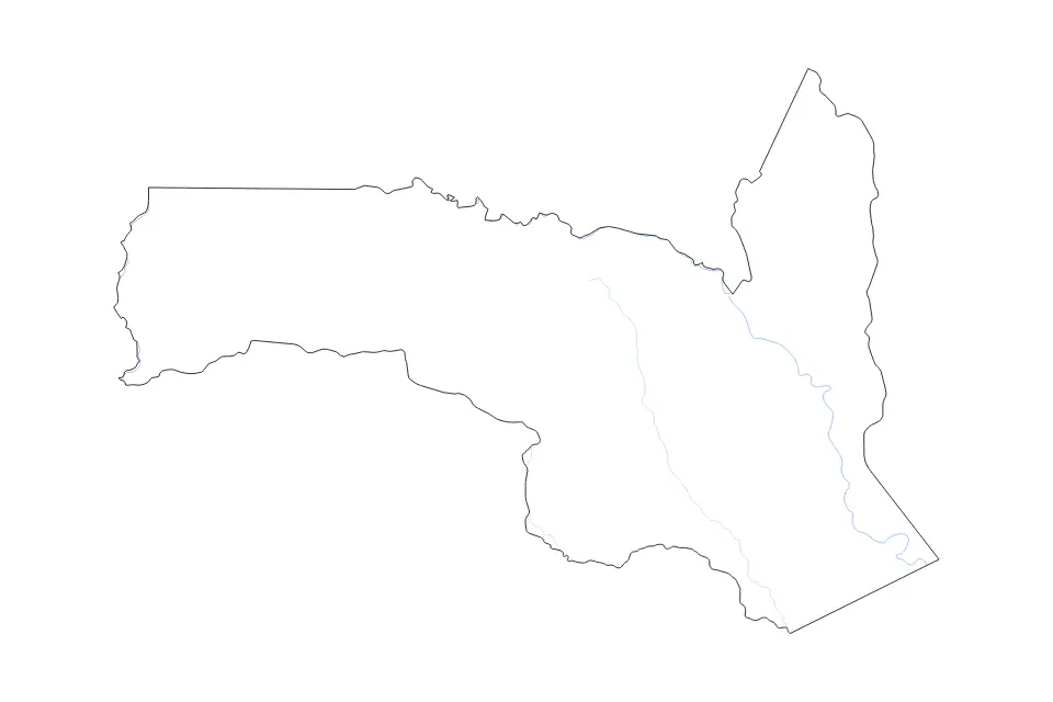 Carte de Sangha, Republic Of The Congo de type contour et rivières pour Afrique, montrant contour et rivières avec des limites nettes.
