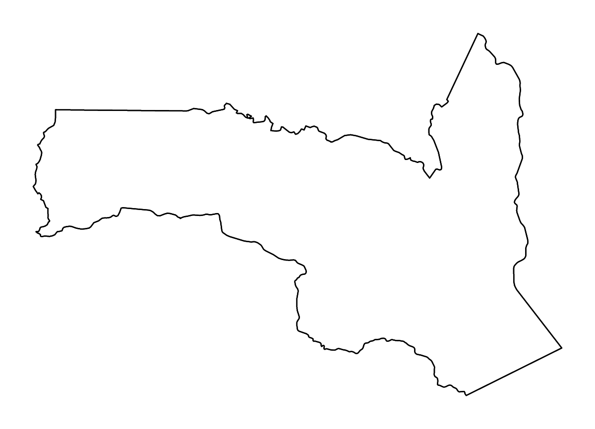 Mapa de contorno de Sangha, Republic of the Congo con ríos.