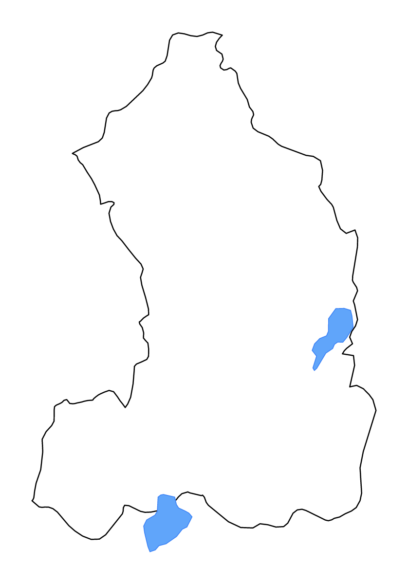 Outline map of Eastern, Rwanda with lakes and rivers.