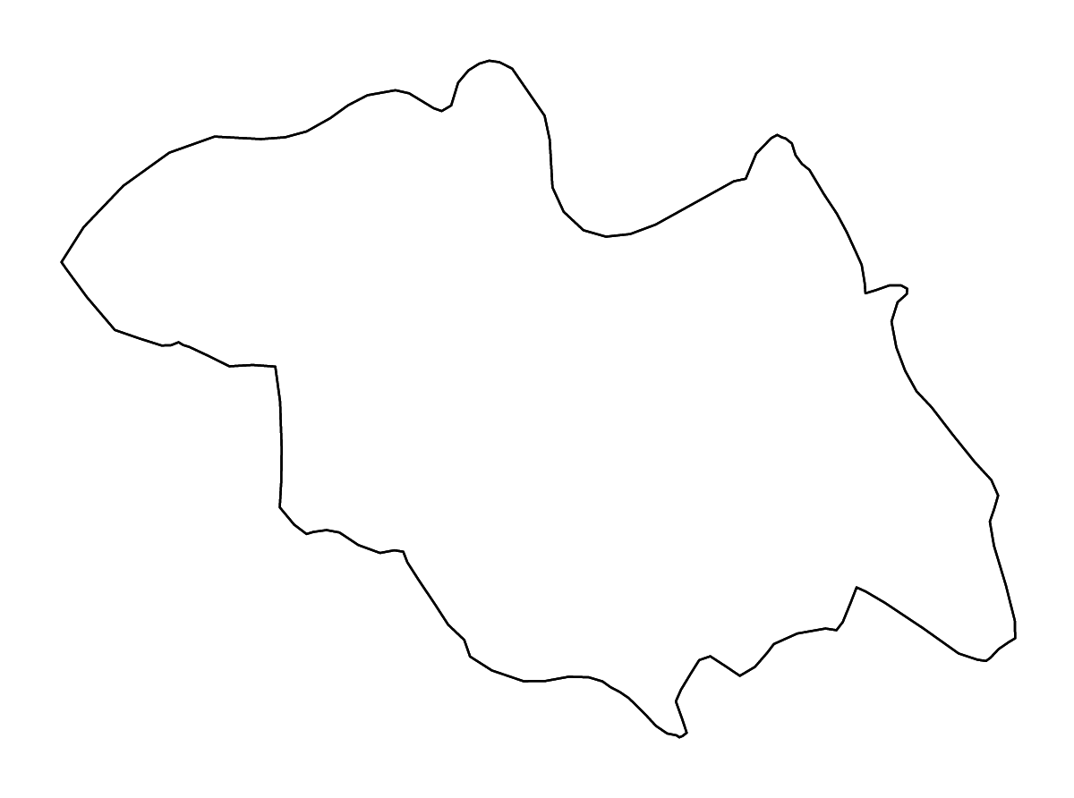 Mapa de contorno de Northern, Rwanda con ríos.