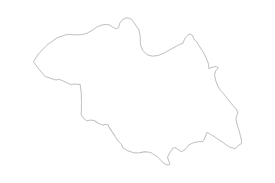 Outline map of Northern, Rwanda with subdivision borders and rivers.