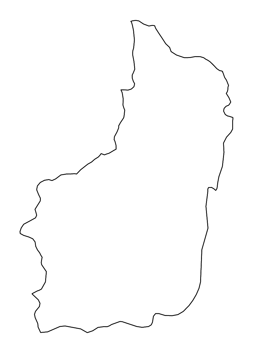 Mapa de contorno de Southern, Rwanda con ríos.