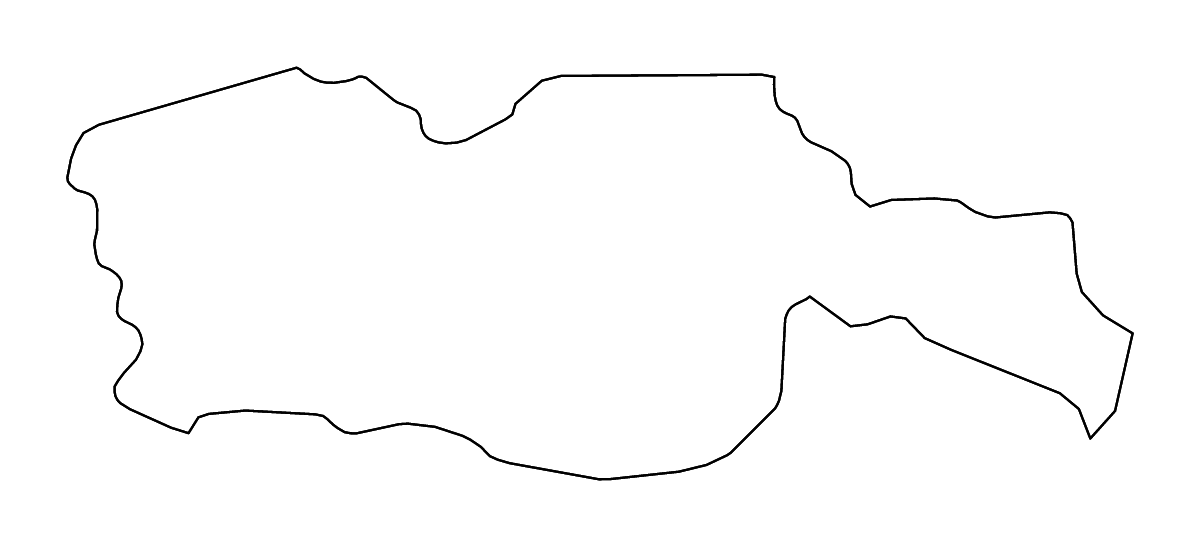 Mapa de contorno de Diourbel, Senegal con ríos.