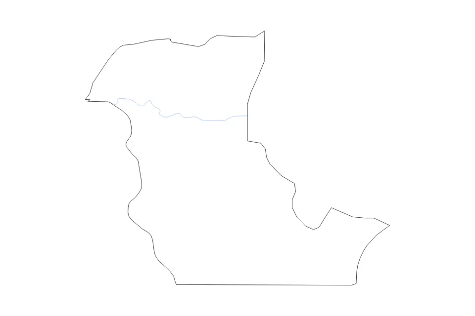 Mapa de Kaolack, Senegal de tipo contorno y ríos para África, con contorno y ríos con límites limpios.