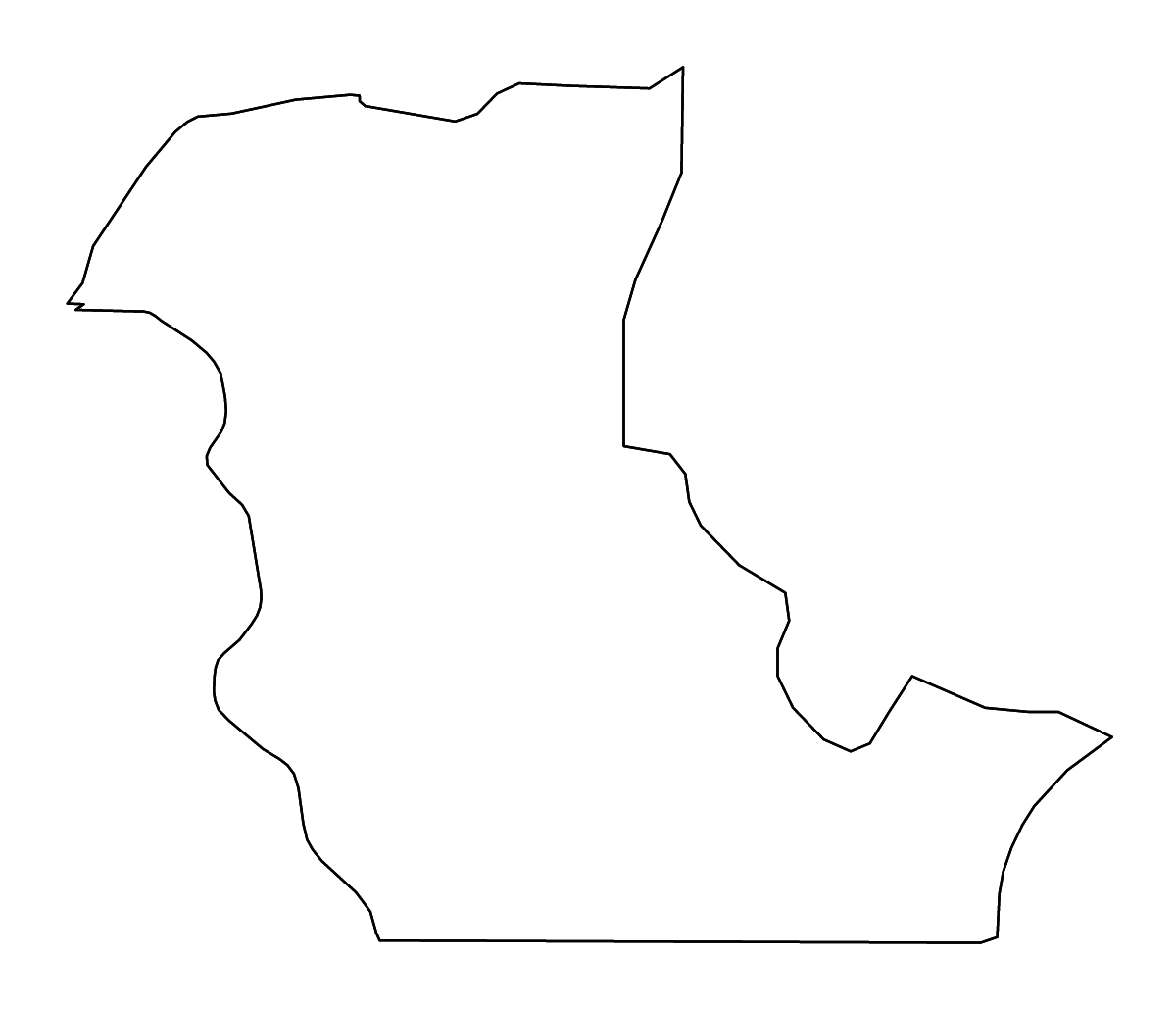 Carte de contour de Kaolack, Senegal avec rivières.