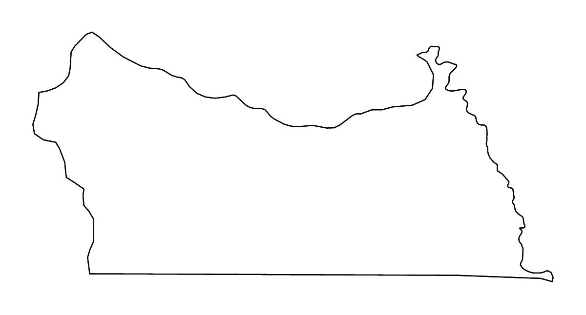 Outline map of Kolda, Senegal with rivers.