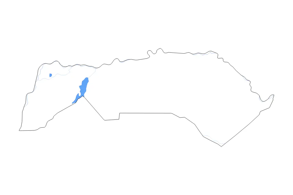 Mapa de Saint-Louis, Senegal de tipo contorno, lagos y ríos para África, con contorno, lagos y ríos con elementos de agua como Lac de Guier.